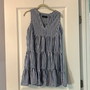 Tuckernuck Blue and White Stripe Sleeveless Cotton Poplin Kenzo Dress, Size M